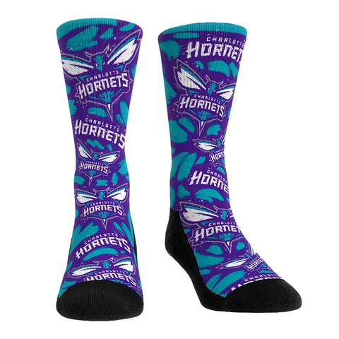 Unisex Rock Em Socks Charlotte Hornets Allover Logo & Paint Crew Socks Cover