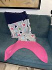 Cozy Mermaid Tail Blanket Navy Pink and Patterned 
