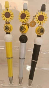 Individual Hand-made Wooden Sunflower Pen with charm. Ideal Gifts - Picture 1 of 1