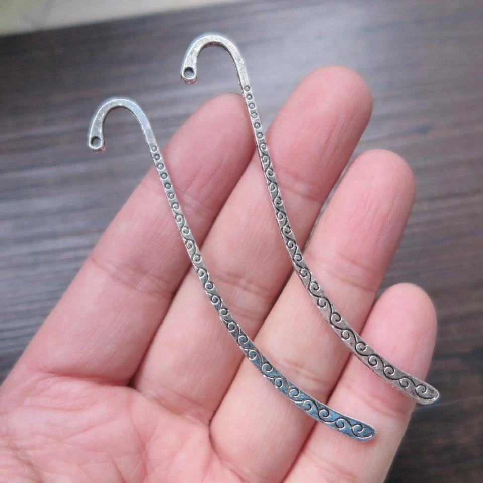 5 Stück Antik Tibetisch Silber Metall Mit Öse Lesezeichen - Kurven 8.5cm