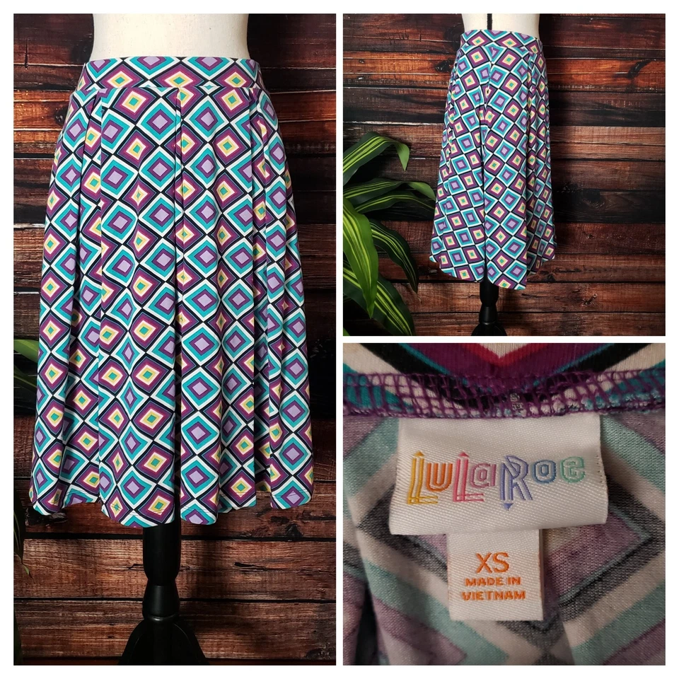 Falda LulaRoe Madison Talla XS Mujer Plisada Bolsillos Cintura Elástica Diamante Foto 1 de 4