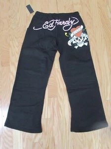 Pantalones deportivos Ed Hardy Love Kills Slowly para mujer de pierna ancha pantalones de salón grandes - Imagen 1 de 4