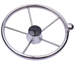 Boat  Stainless Steel 11" Steering Wheel With Knob 5 Spoke for Marine Yacht - Picture 1 of 6