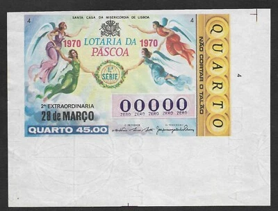 Portugal Lotería Nacional Pascua 1970 ESPECIMEN boleto RARO Ángeles Foto 1 de 2