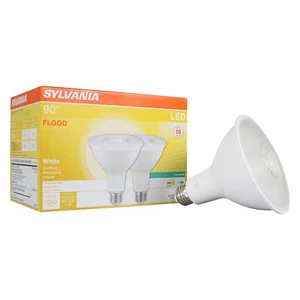 SYLVANIA PAR38 Flood LED Light Bulb, 90W = 13W, 3000K, White, Non-Dimmable, 2 Pk - Picture 1 of 6