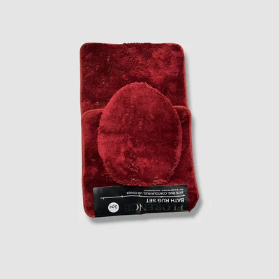 Popular Baño Rojo 3 piezas Juego de alfombras Florence Foto 1 de 2