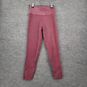 Offline by Aerie Leggings Womens M Medium Red High Waisted Ribbed Pull On Yoga - Picture 1 of 12