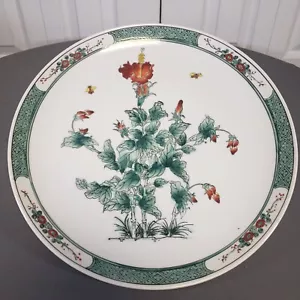 12.25" Nora Fenton Design "Floral &Bee" Porc Plate - hand-decorated in Hong Kong - Picture 1 of 2