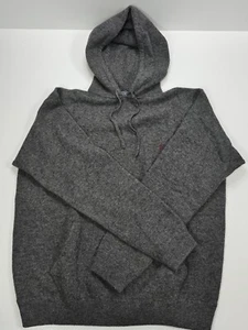 Polo Ralph Lauren 100% Lambs Wool Knitted Hoodie Soft Pullover Gray Size L Mens - Picture 1 of 7