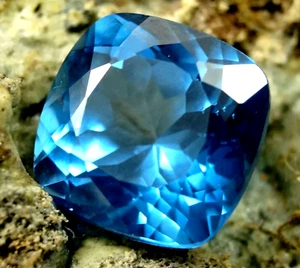 9 x 9 mm Natural Blue Namibia Jeremejevite Cushion Cut Certified Loose Gemstone - Picture 1 of 6