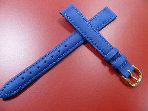 12 Mm Blu Cinturino Orologio Cintura Liscia Opaca In Pelle 1234 - Picture 1 of 2