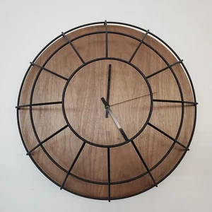 UMBRA Modern Cage Wall Clock BK/WA Walnut by Alan Wisniewski 16" - Picture 1 of 19