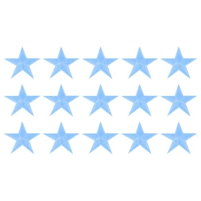 15Pcs Iron on Star Patches Sew on Star Embroidered Patches, 70mm Sky Blue Foto 1 de 4