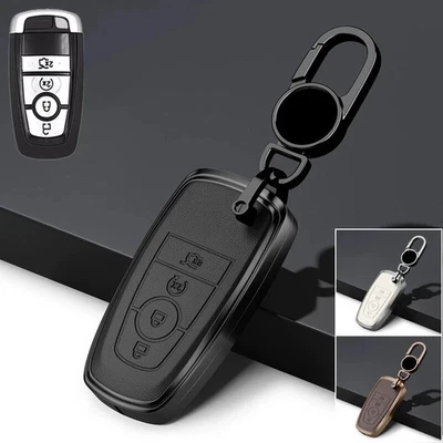 Zinc Alloy Leather Car Key Case Cover For Ford Explorer Mondeo Focus Mustang - Image 1 of 4