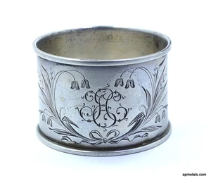 Antiguo KOCH & BERGFELD Alemán 800 Plata Grabado Servilletero ANILLO Soporte - Imagen 1 de 9