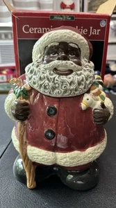 Vintage Holiday Time Black Santa Cookie Jar. Amazing Shape - Picture 1 of 13