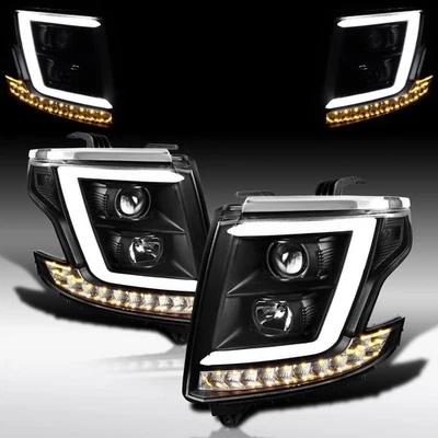 Faros proyectores barra de luz LED negra Tahoe para Chevy Suburban 2015-2020 Foto 1 de 4
