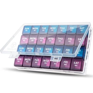 XL Monthly Pill Organizer 1 Time a Day, 4 Week Pill Case Compartments, Weekly... - Picture 1 of 6