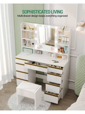  Dressing Table With 10 LED Light Globes, 3 Colors  , Adjustabage Areas,  - Image 1 of 4