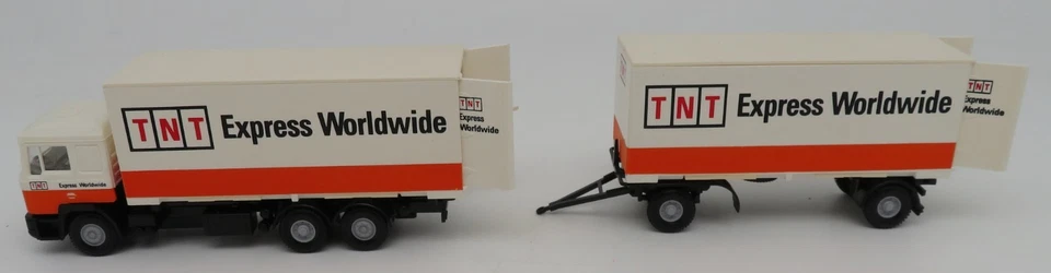 WIKING Ho 1/87 Camion Man F90 + Rimorchio tnt Express Worldwide #5740142 No. Box - Immagine 1 di 4