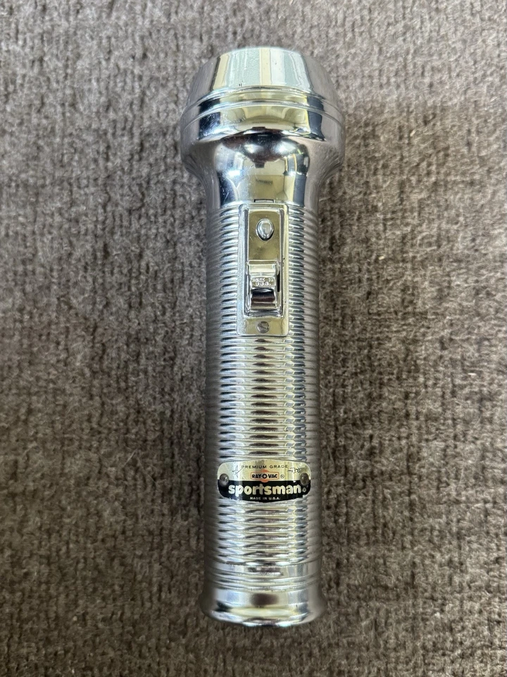"Linterna de luz magnética vintage Ray-o-Vac Sportsman de metal 7,5""" Foto 1 de 4