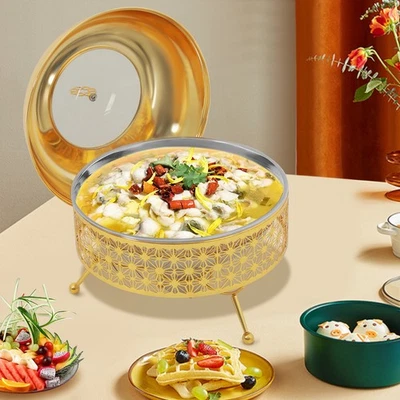 Juego de buffet de 8L para frotar, plato redondo para frotar, calentador de alimentos de 2,11 galones Foto 1 de 4