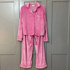Juicy Couture Velour Long Sleeve Button Down Pajamas Set Rhinestone Logo Size L - Picture 1 of 15