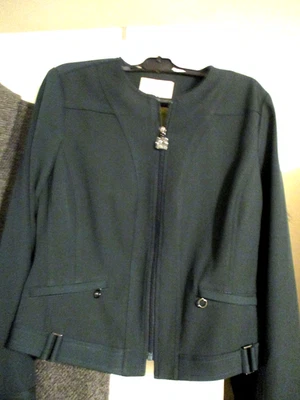 Chaqueta Etcetera Cremallera Completa Talla 4 Verde Oscuro Bolsillos Frontales Lujo Nueva Sin Etiquetas Foto 1 de 4