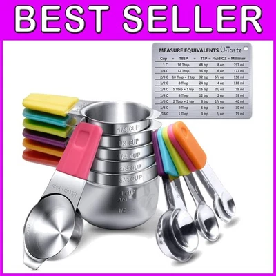 Magnetic Stainless Steel Measuring Cups and Spoons Set - Image 1 of 4
