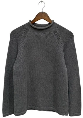 Suéter J.Crew Cuello Redondo Para Hombres S Gris Algodón Pesado Tejido Remero Foto 1 de 4