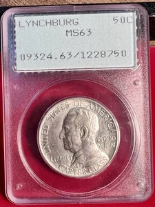 1936 50c Lynchburg Commemorative Half Dollar PCGS RATTLER! MS63 - Picture 1 of 2