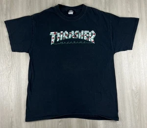 Camiseta negra con logotipo de rosas y espinas Thrasher Magazine talla grande skateboarding - Imagen 1 de 7