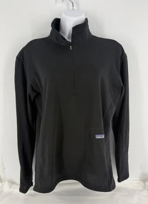 PATAGONIA Polartec lã 1/4 zíper camada base leve preta • feminina tamanho médio - Imagem 1 de 4