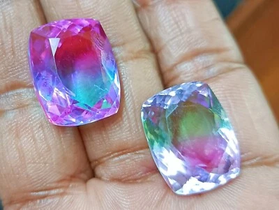 42.00 CT Wonderful Multi-color Cushion Cut Shape Doublet Tourmaline - 2 Pcs - Image 1 of 4