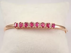 6KT oval geschnitten Labor erstellt Rubin hübscher Armreif 14K rosévergoldet Geschenk für Damen - Bild 1 von 6