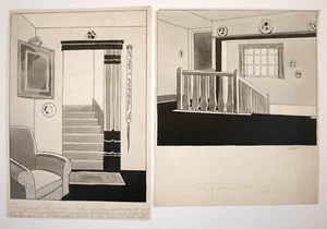 Frederick Roberts Johnson (1900-1986) Drawings Art Deco interior scenes, signed - Picture 1 of 4