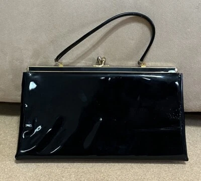 Millay Black Clutch Purse Evening Bag Gold Hardware w Strap Vintage - Image 1 of 4