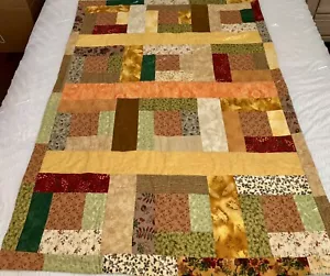 42” X 56” Handmade Modern Reversible Quilt, Contemporary Blanket Boho Room Decor - Picture 1 of 11