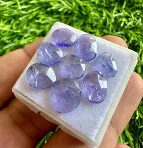 Natural Blue Tanzanite Flat Back Rose Cut Loose Gemstone 10.50Cts 8Pcs Lot #51 - Picture 1 of 7