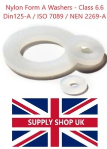 Nylon Washers M2 M2.5 M3 M4 M5 M6 M8 M10 M12 M16 M18 M20 Form A - Din 125 - Picture 1 of 1