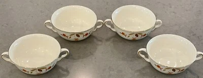 4 Vtg HALL China AUTUMN LEAF Double Handled Cream Soup Bowl Jewel Tea Gold Trim - Image 1 of 4