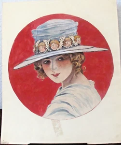Original vintage gouache & watercolor portrait painting of a woman - Picture 1 of 1