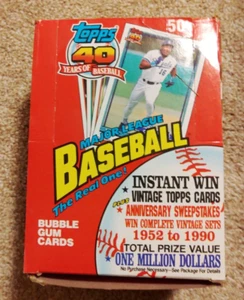 1991 Topps MLB Baseball Wax Box 36 Sealed Packs Chipper Jones RC Ryan Griffey - Picture 1 of 3