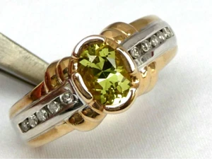 14K Michael Valitutti Natural Green Chrysoberyl 1.5CT Ring with Diamonds 6.8gr! - Picture 1 of 12