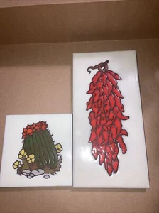 Two Cleo Teissedre Artist Tiles. Vintage. Made In USA - Picture 1 of 6
