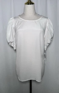 Antonio Melani Women Blouse Shirt Top Small 100% Silk Short Sleeve Ivory NW $139 - Picture 1 of 11