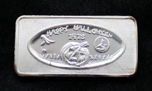 1973 Happy Halloween .999 Fine Silver Art Bar Kidd# GLM-6 Great Lakes Mint  - Picture 1 of 2