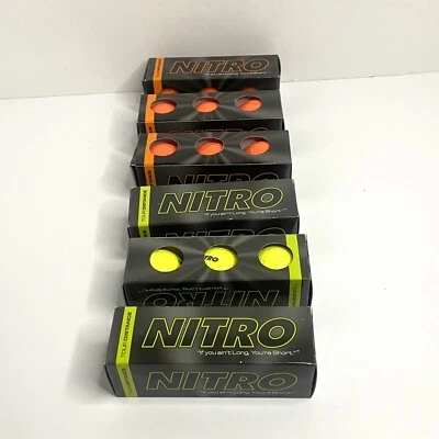 Pelotas de Golf Nitro Tour Distancia Naranja y Amarillo 3 Cajas De Cada una = 18 Pelotas Nuevas Foto 1 de 4