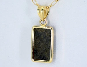 Martian Meteorite Pendant - Genuine Mars Meteorite Jewelry - 14Kt Gold - TOP - Picture 1 of 4