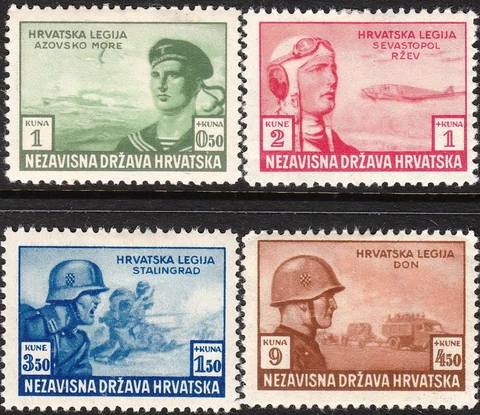 Stamp Croatia Sc B33-6 1943 WWII Russia Legion Panzer Soldier War Military MNH Cover
